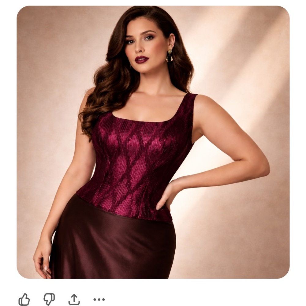 Joseph Ribkoff Vintage Bustier Top Corset Burgundy Dark red Iridescent Goth 18